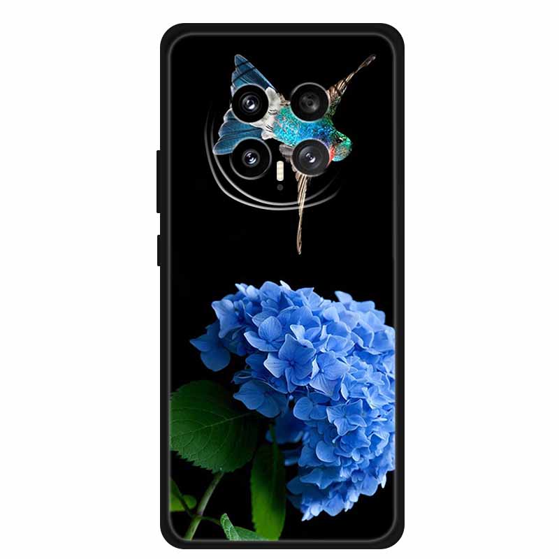 Mobile Phone Protective Case For Honor Magic8 5G Floral Painted Soft Black Silicone Back Cover For Honor Magic 8 2025 Case Funda