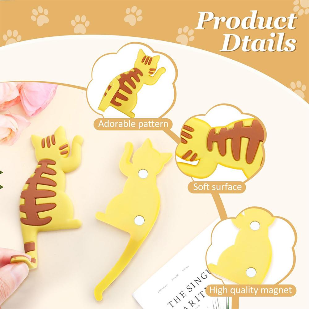 LMETJMA Cat Magnetic Refrigerator Hooks Cute Fridge Magnets Hanging Hook Fridge Magnet Sticker Animal Shaped Key Hanging Hooks