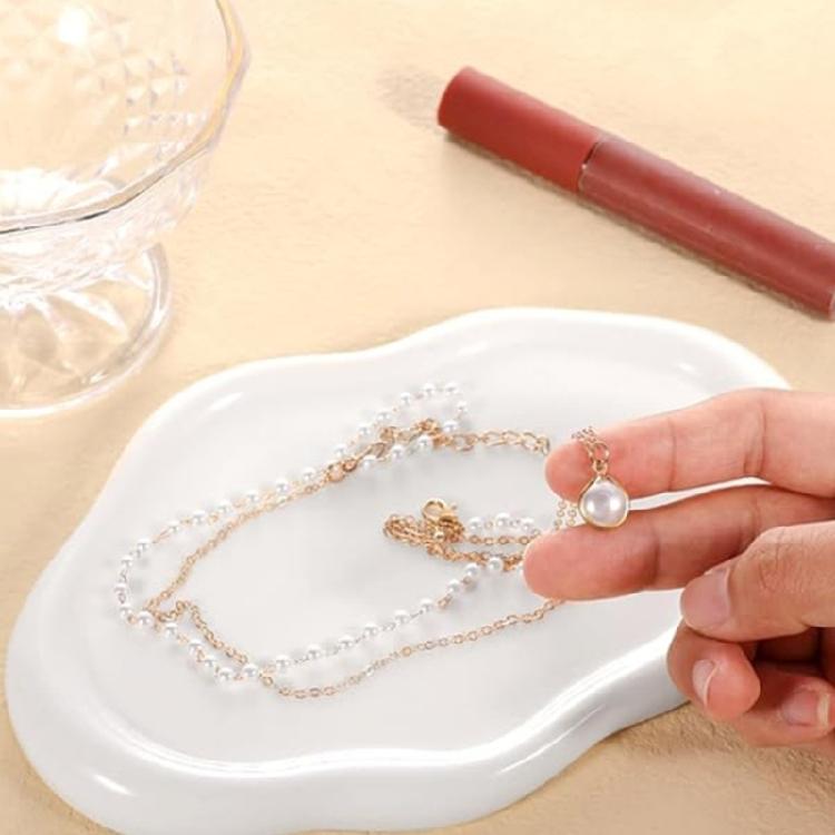 2PCS Artistic Ceramic Trays with Cloud Shape for Modern Home Enhancement and Photo Event Blending Seamlessly Anywhere