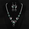Rhinestone Leaf Necklace Earrings Set Fashion Women'S Accessories