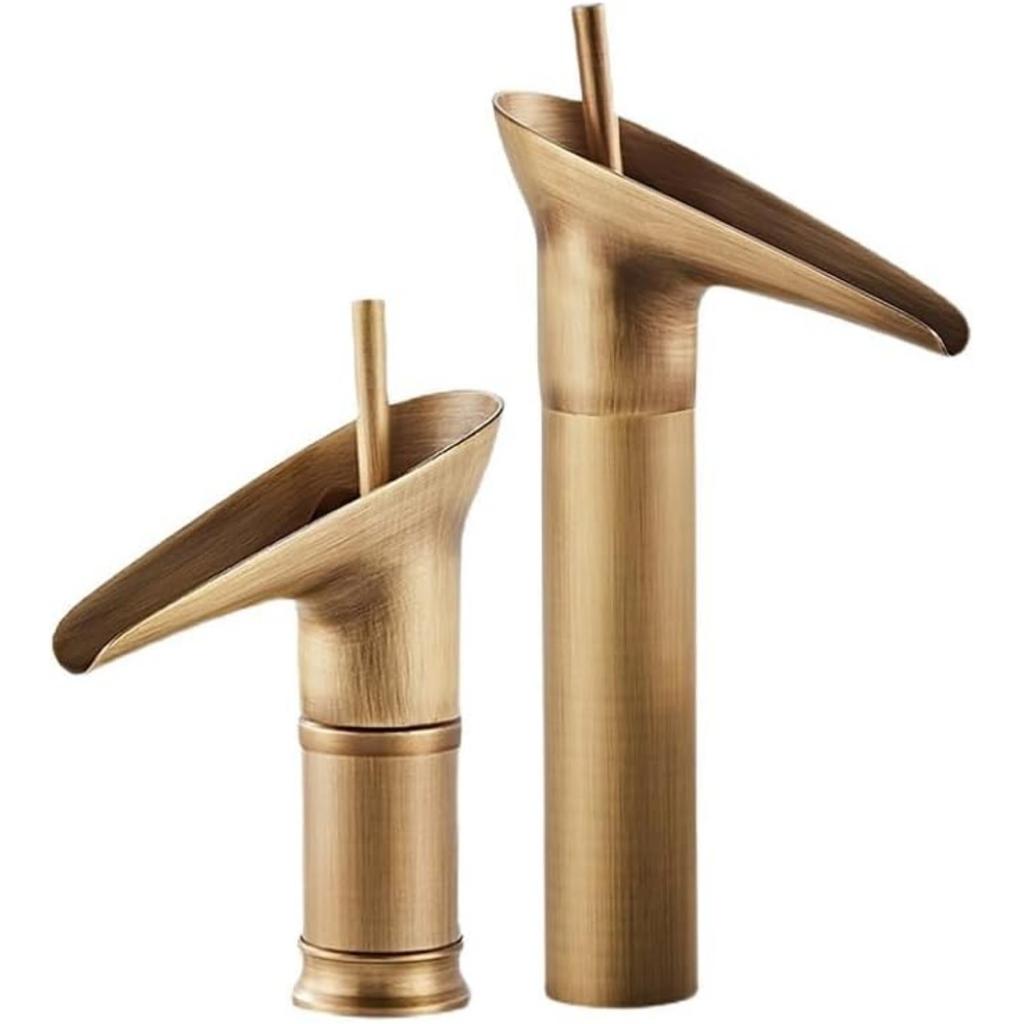 Bathroom Waterfall Basin Mixer Tap Black Brass Single Lever Washbasin Mixer Tap Bathroom Wash Basin Tap for Hot and Cold Water