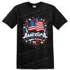 American Flag Patriotic T Shirt W/ Red White Blue Paint Splash Freedom Art Tee