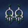 Zircon round butterfly tassel necklace earrings set French elegant light luxury collarbone chain niche high-end jewelry