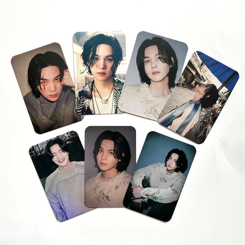 BTS SUGA Альбом D-DAY Набор из 7 фотокарточек K-pop Идол Ломо Карточки Мина Юнги Карточки с изображением участника Коллекция фанатов Подарок Мерч для фанатов ARMY gray