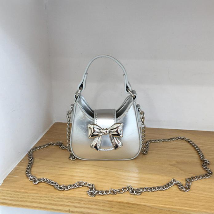 

Выпуск 2024 года, весна, новинка, интернет-знаменитость, сладкий бант, мини-портативная сумка-мессенджер с цепочкой, маленькая сумка серебряный