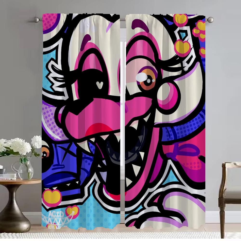 

Кухонные шторы для гостиной Шторы для комнаты 2 панели Fnaf Shades Halloween Decoration Home Interior Шторы Перегородка W50xH70cmx2pcs-CL