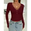 Women's Y2K Temperament Slim Solid Color Long-sleeved Top Tshirt