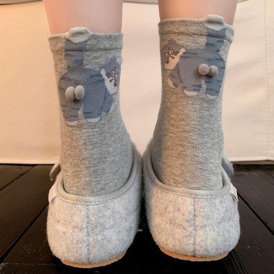 2 Pairs Cat Socks with 3D Balls Funny Cartoon Cat Socks Casual Crew Socks Christmas Birthday Gifts for Cat Lovers Men Women