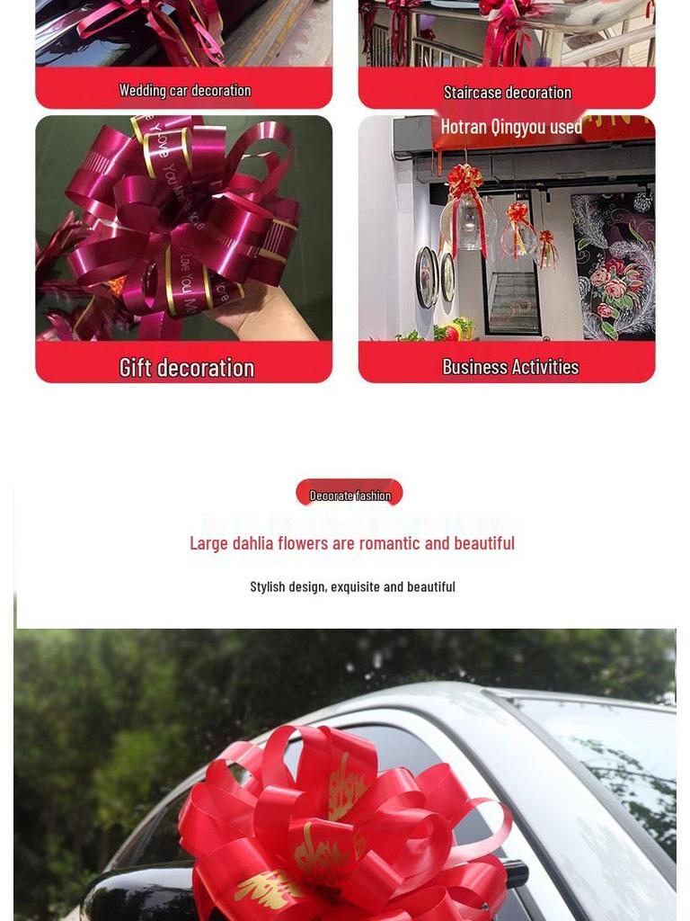 Large Wedding Car Ribbon Decoration for Bridal Team