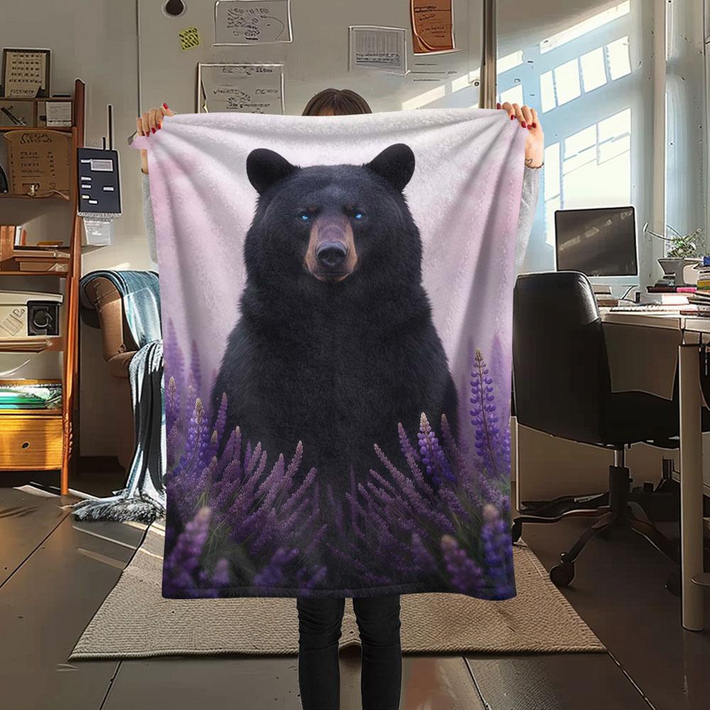 1Pc Lavenderanimals Print Flannel Blanket, High quality Comfortable for All Seasons, Home Decor, Warmth and Comfort, Perfect for Christmas Gifts
