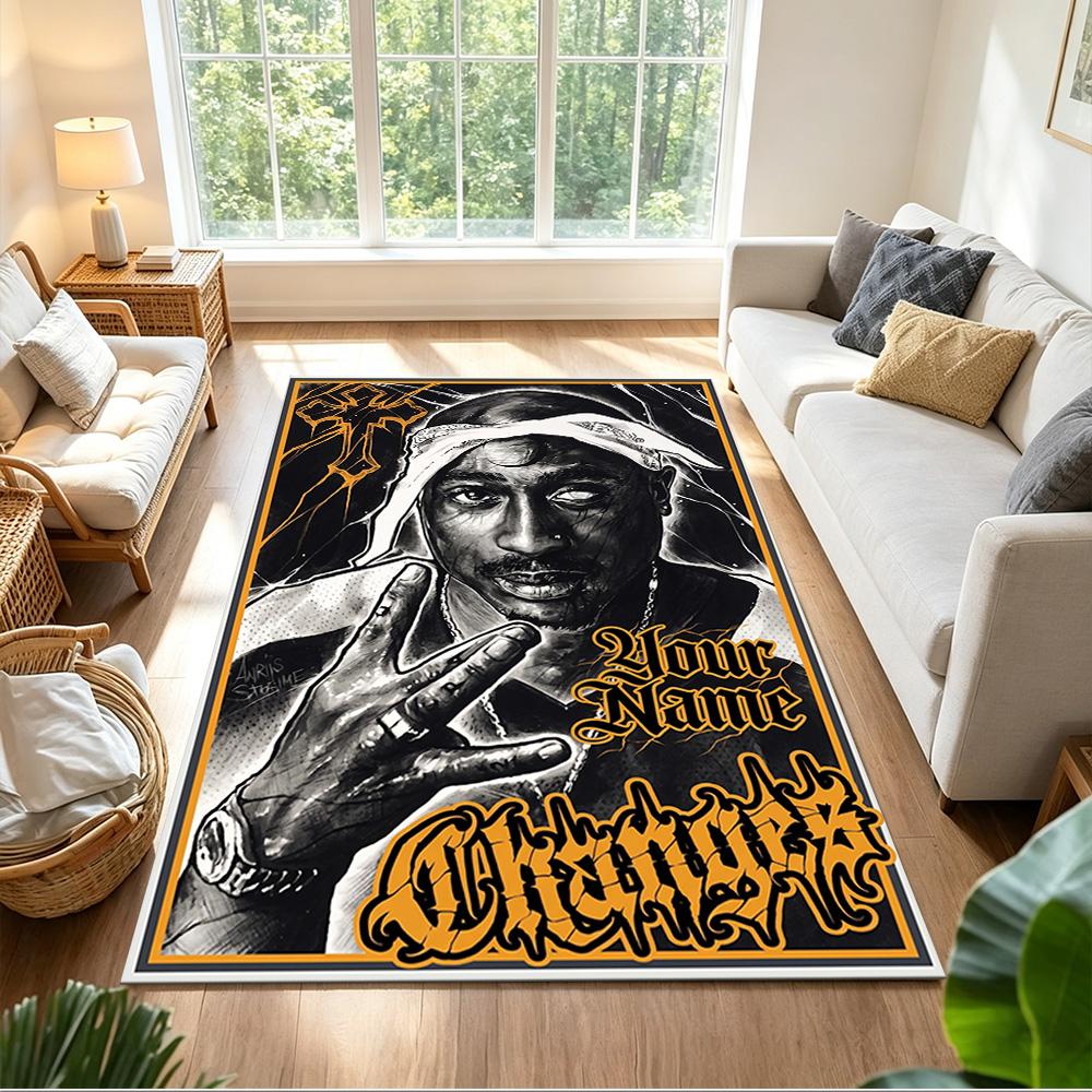 2pac Customized Name Floor Mat Perfect for Dining Room Kitchen Bedrooms Dormitory Antislip Carpet Anime Office Decor Perfect Gift for Friends & Family