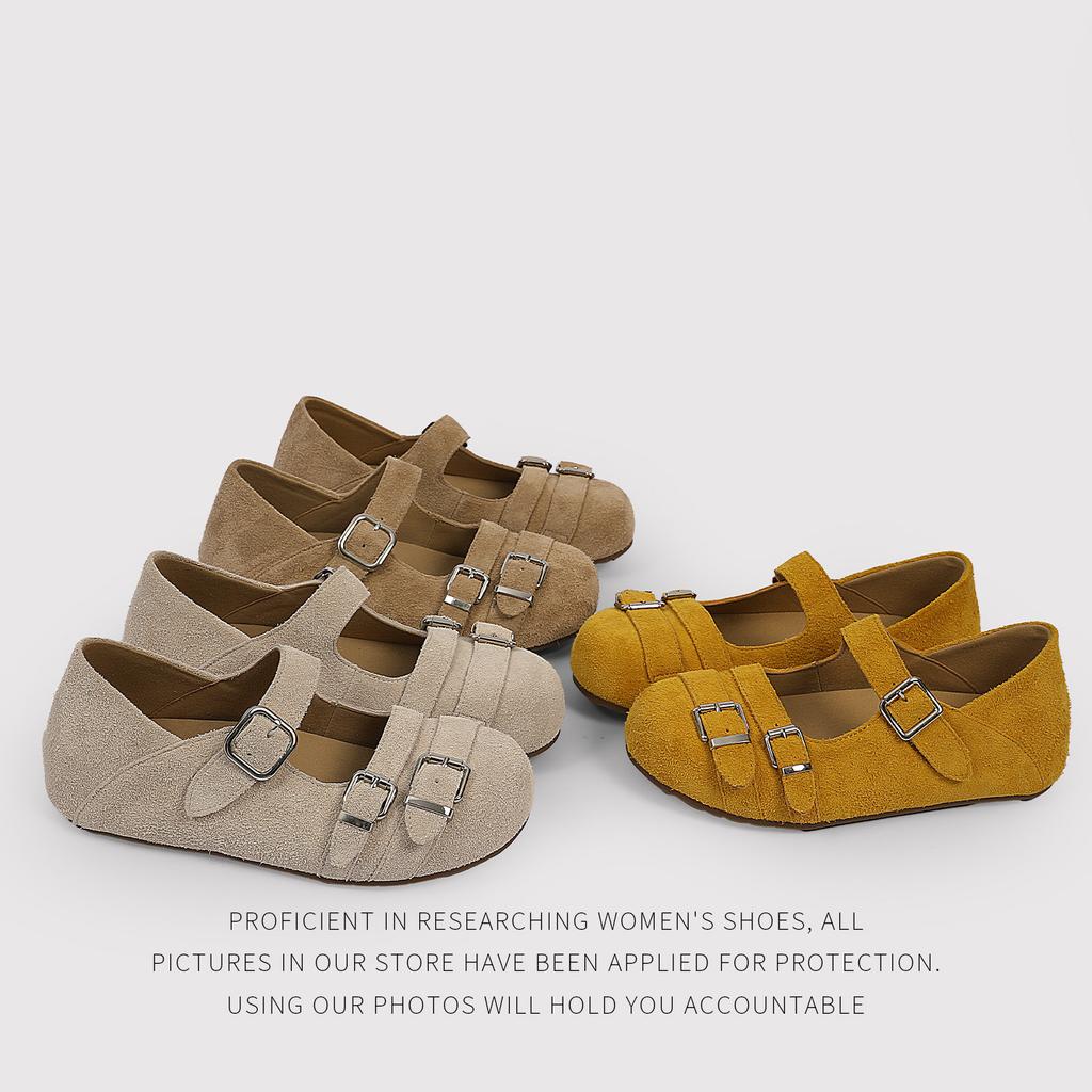 Distribution - Top Cowhide Fashion Round Head Belt Buckle Sweet Cool Single Shoes Women'S Autumn New Ballet Edition Mary Jane