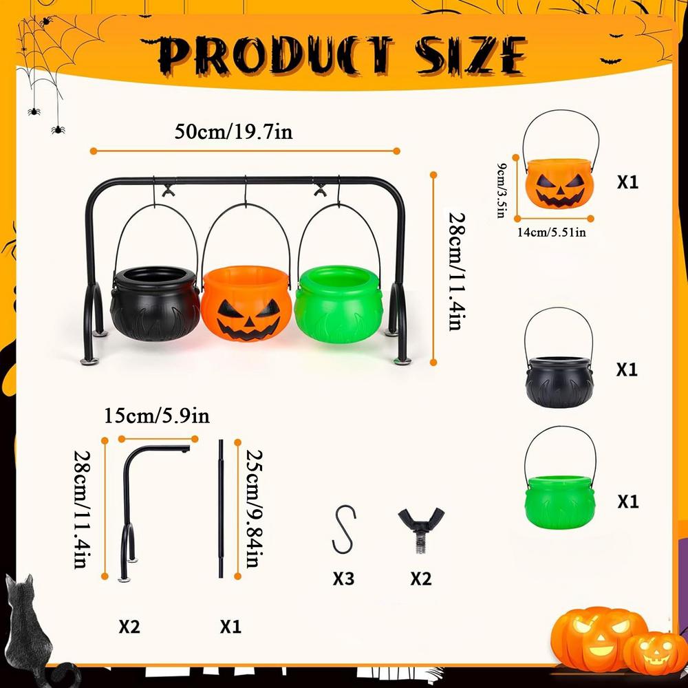 Cauldron Serving Bowls Witches Cauldron Party Servers 3 Pieces Aesthetic Candy Container With Rack For Halloween Party Wedding