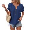 2025 Summer Women's V-Neck Button Short-Sleeved T-Shirt