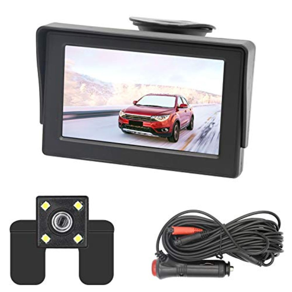 

OBEST Монитор камеры заднего вида Камера заднего вида ЖК-дисплей Супер ночное видение Изображение с направляющими Удлинительный кабель Задняя камера и Передняя камера Питание от прикуривателя