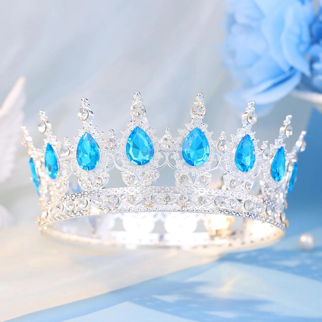 Fashion Crystal Rhinestone Round Tiaras And Crowns For Bride Women Queen Princess Diadems Girls Wedding Hair Accessories