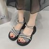 Ladies Shoes Pearl Platform Roman Style Women's Sandals Vintage Comfort Low Price Vip Luxury Summer Asian Size Chic and Elegant