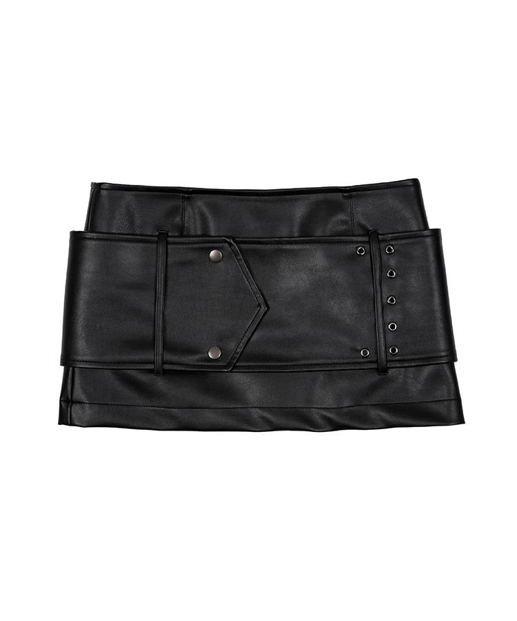 Eonibeu Leder Minirock Schwarz