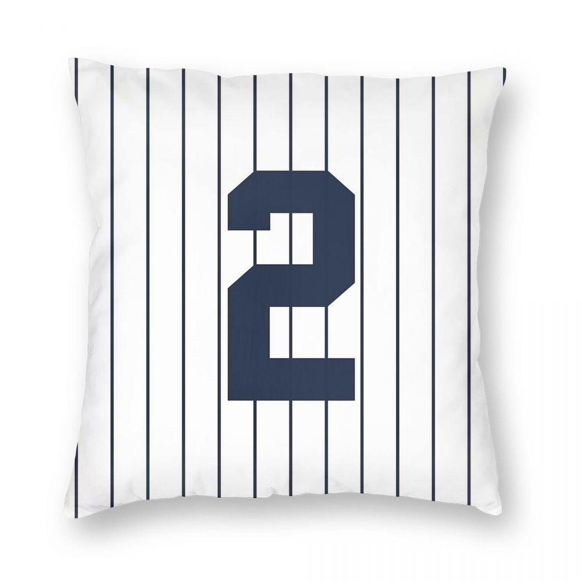 Number 2 Pinstripe Pillowcase Polyester Linen Velvet Creative Zip Decor Sofa Cushion Cover 30x30cm
