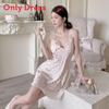 Pure Desire Style Womens Pink Bubble Dot Sleeveless Sleep Dress With Breathable Ice Silk For Home Comfort