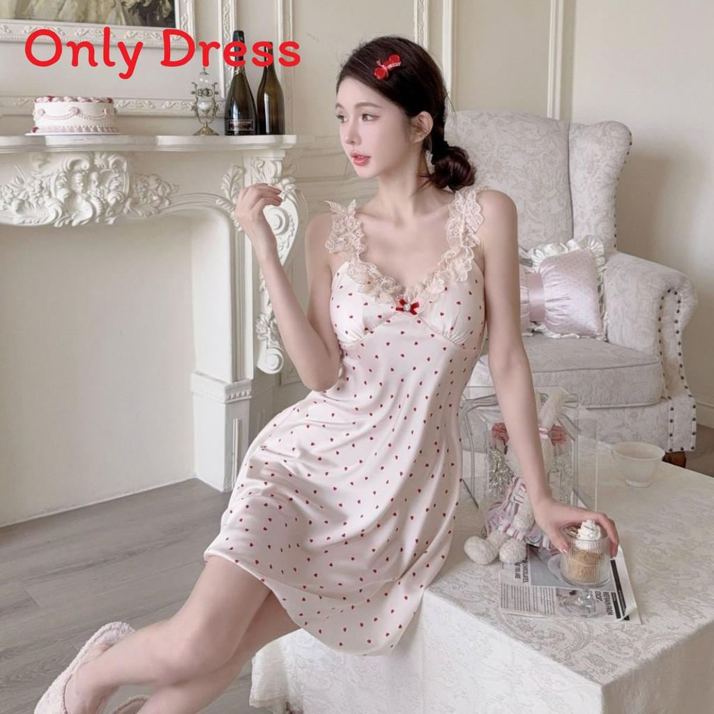 Pure Desire Style Womens Pink Bubble Dot Sleeveless Sleep Dress With Breathable Ice Silk For Home Comfort