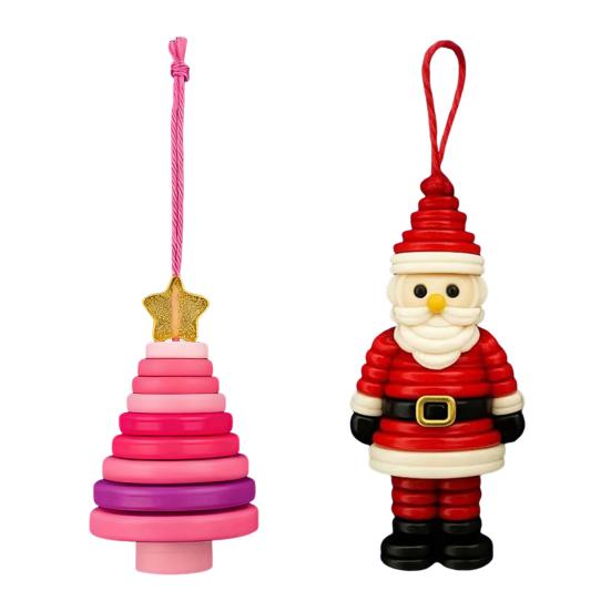 Yousheng DIY Button Christmas Ornament Kit Stacked Colorful Buttons Christmas Snowman/Santa/Angel/Tree Craft Making Set for Holiday Decor
