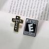 Jesus Saves Enamel Pins Custom Simple Black Fish Shape Vintage Brooches Lapel Badges Classic Jewelry Gift for Kids Friends