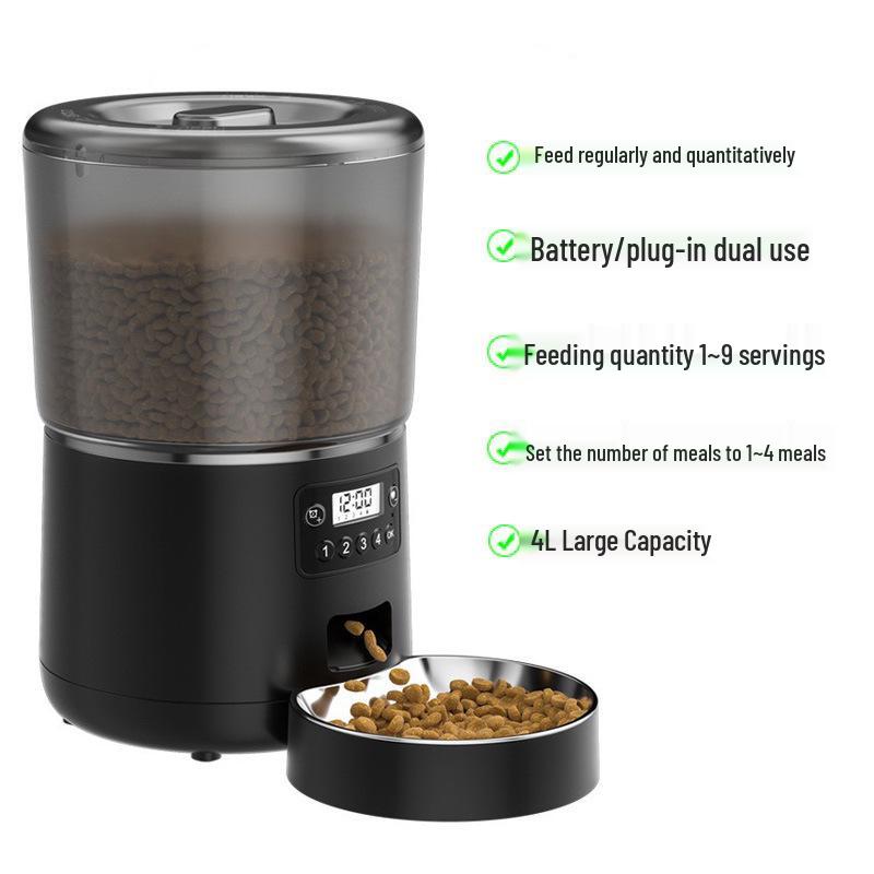 Smart 4L Remote-Controlled Automatic Pet Feeder with App, Timed Feeding & Graffiti Design for Cats and Dogs