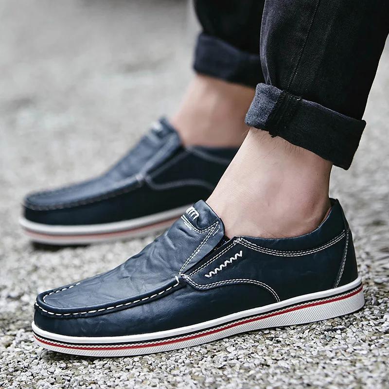 British Style Men Business Leather Shoes Fashion Men Loafers Slip-on Male Casual Shoes Flat Men's Driving Shoes Chaussure Hommes