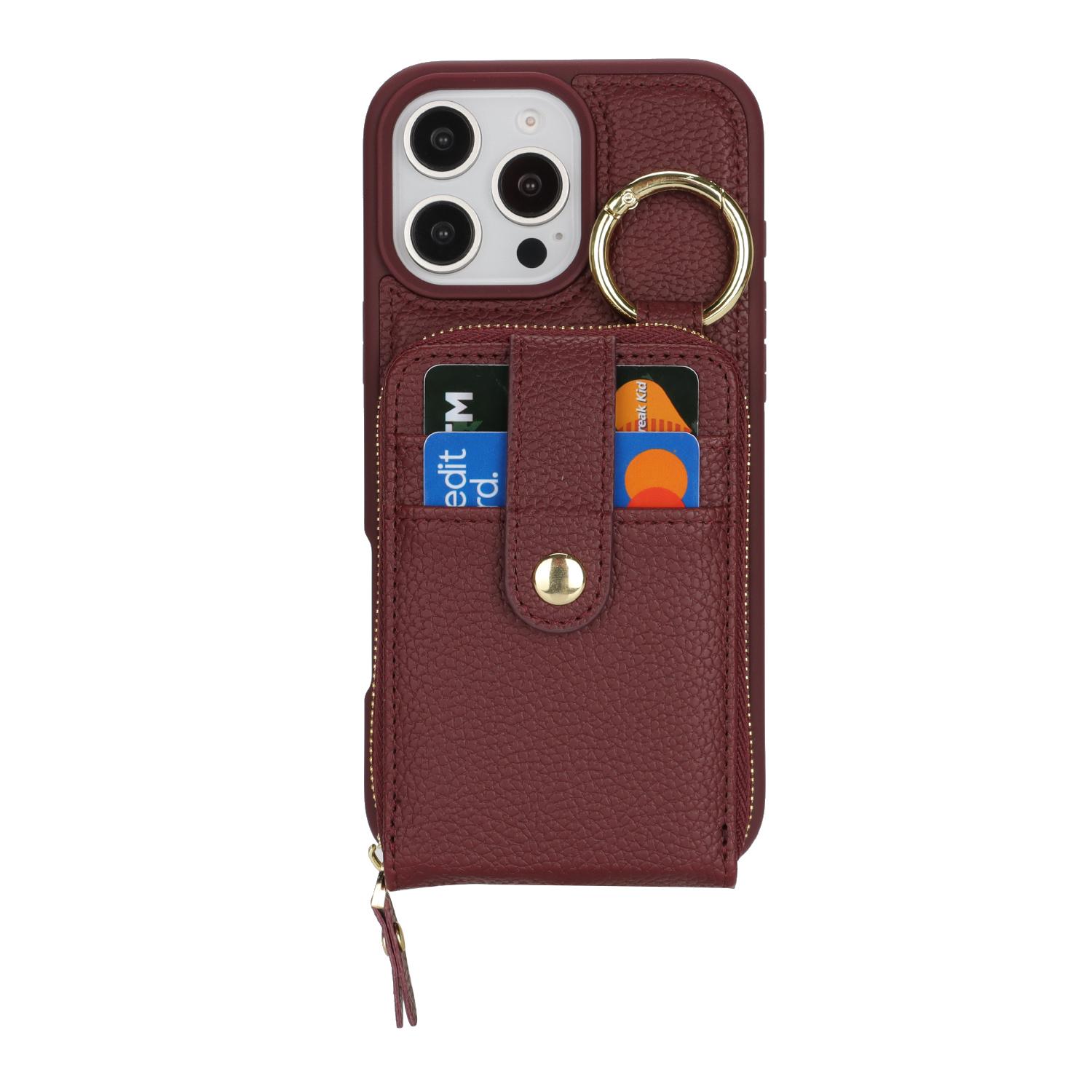 

All - in - One Black Leather iPhone 14 15 16 Case Style Meets Function Card Slots, Zipper & Ring Holder storage function iPhone 16 Pro Max