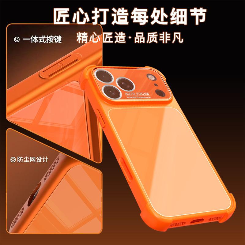 Applicable to iPhone17ProMax large window glass mobile phone case Apple 16Pro airbag 15Pro protective case 14