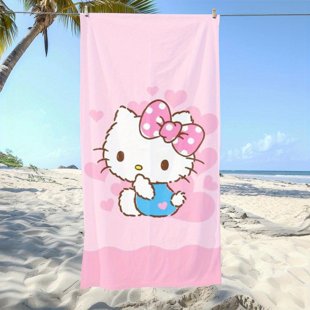 

1pc hello kitty Heart Design Microfiber Beach Towel Large Summer Pool Beach Blanket for Men Women Machine Washable Vibrant Pink W30*H60(CM)