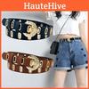 Womens Pu Leather Belt With Hollow Design And Alloy Closure For Attire Casual