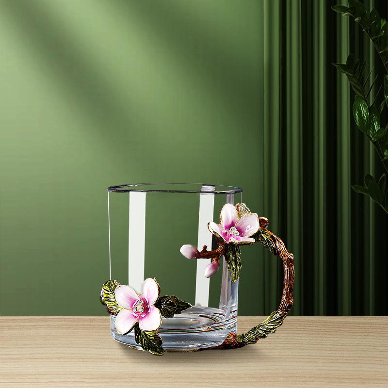 Household Large-Capacity Cold Kettle, Teapot, High-Value Drinking Cup, Exquisite Coffee Cup, Water Cup, Enamel Color Cherry Blossom Cup