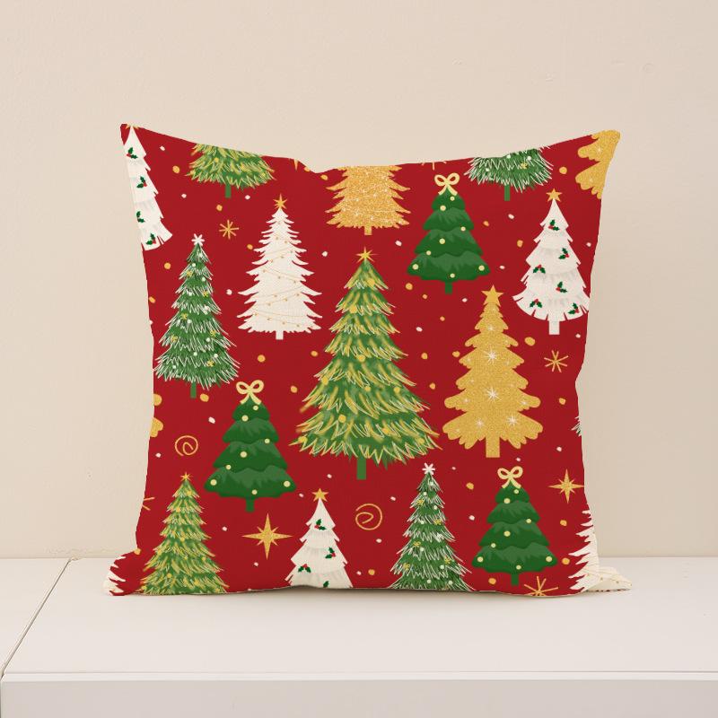 Christmas Pillow Cover Red Set Christmas Tree Print Pillow Indoor Sofa Cushion
