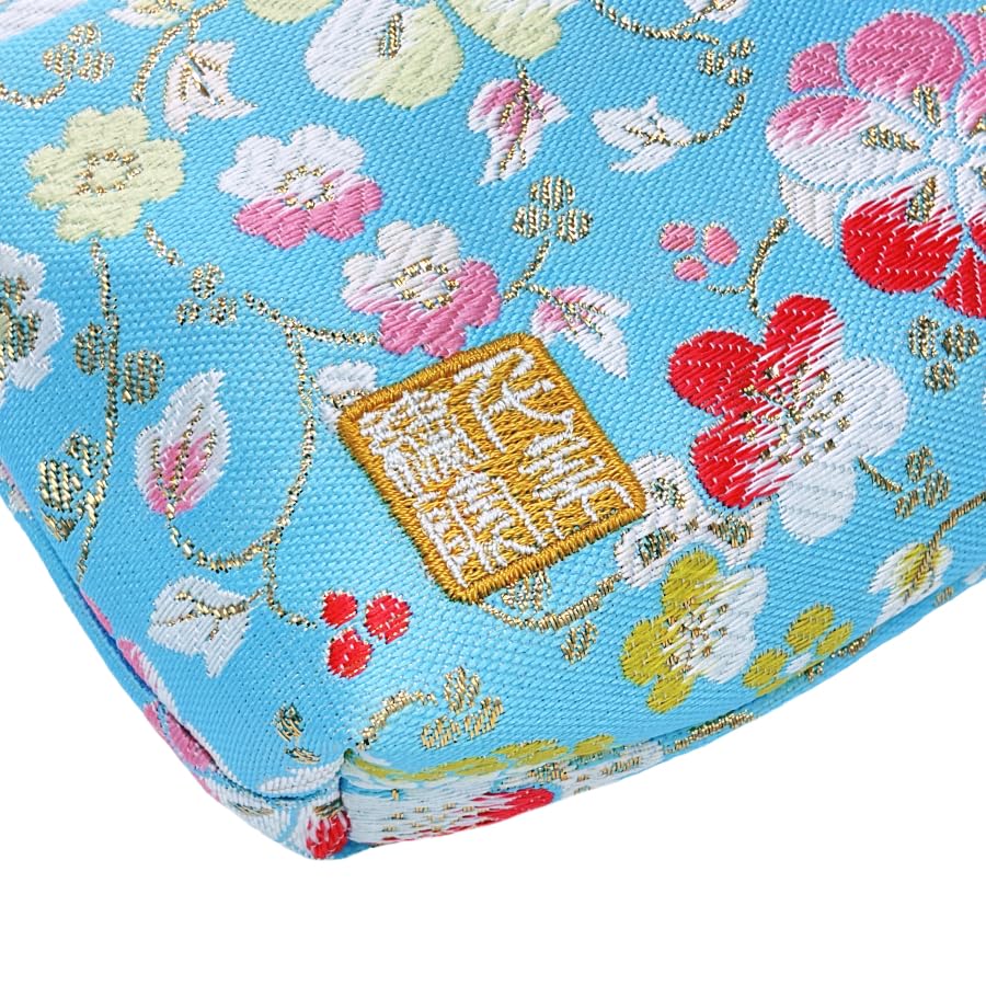 Senshishuin Nishijin Brocade Pouch Sky Blue Chunli (Lined) (Small)