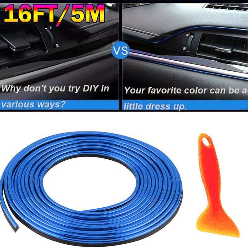 Blue 5M Car Interior Door Gap Edge Line Insert Molding Trim Decor Strip + Tool