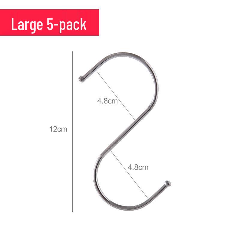Stainless Steel S-Shaped Hook for Hanging Sausages and Cured Meat - Hole-Free, Multi-Functional Kitchen Metal Hook.