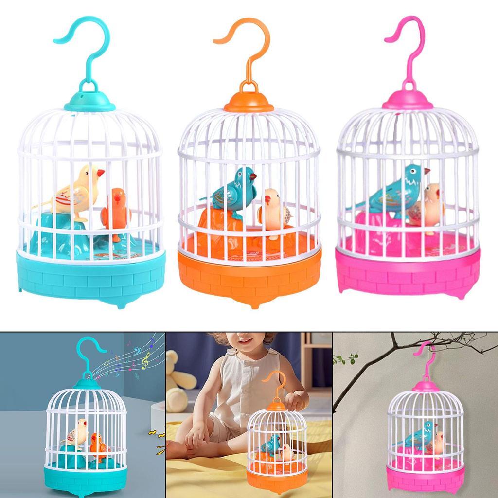 Toy Mini Simulation Animal Chirping Bird Musical Parrot Cage with Realistic Movement And Soft