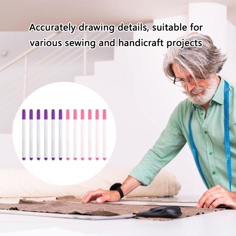 Set of 6 Air Erasable Fabric Marker Quick Dry Fabric Marking Pen (1mm or 0.5mm) for Sewing and Creative Art