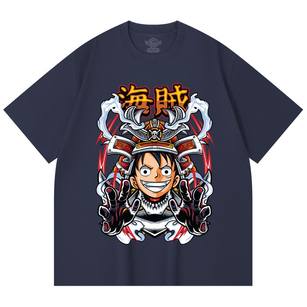 230 Gsm 100% Cotton One Piece V70 Luffy Samurai Print Unisex Heavy Cotton T Shirt
