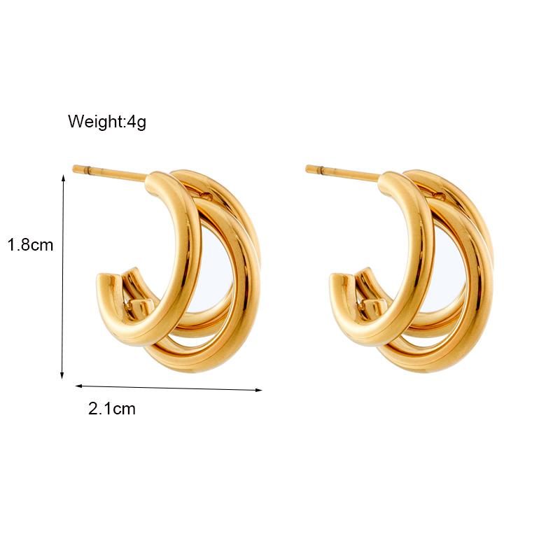 DIEYURO 316L Stainless Steel Exaggerated Multilayer Stud Earrings For Women Fashion C Type Female Earrings Simple Girl Jewelry