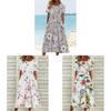 Summer Casual Women Dress With Floral Print And Large Skirt For Daily Wear