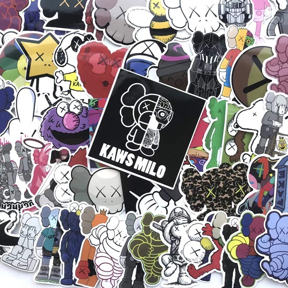 64 Pieces KAWS Comic Waterproof Sticker Set Suitcase Stickers for