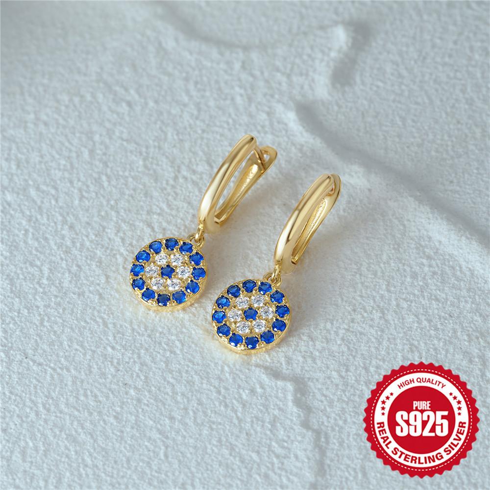 S925 Silver Light Luxury Niche Vintage Demon'S Eye Diamond Ear Buckle Women'S Earrings Silver Earrings