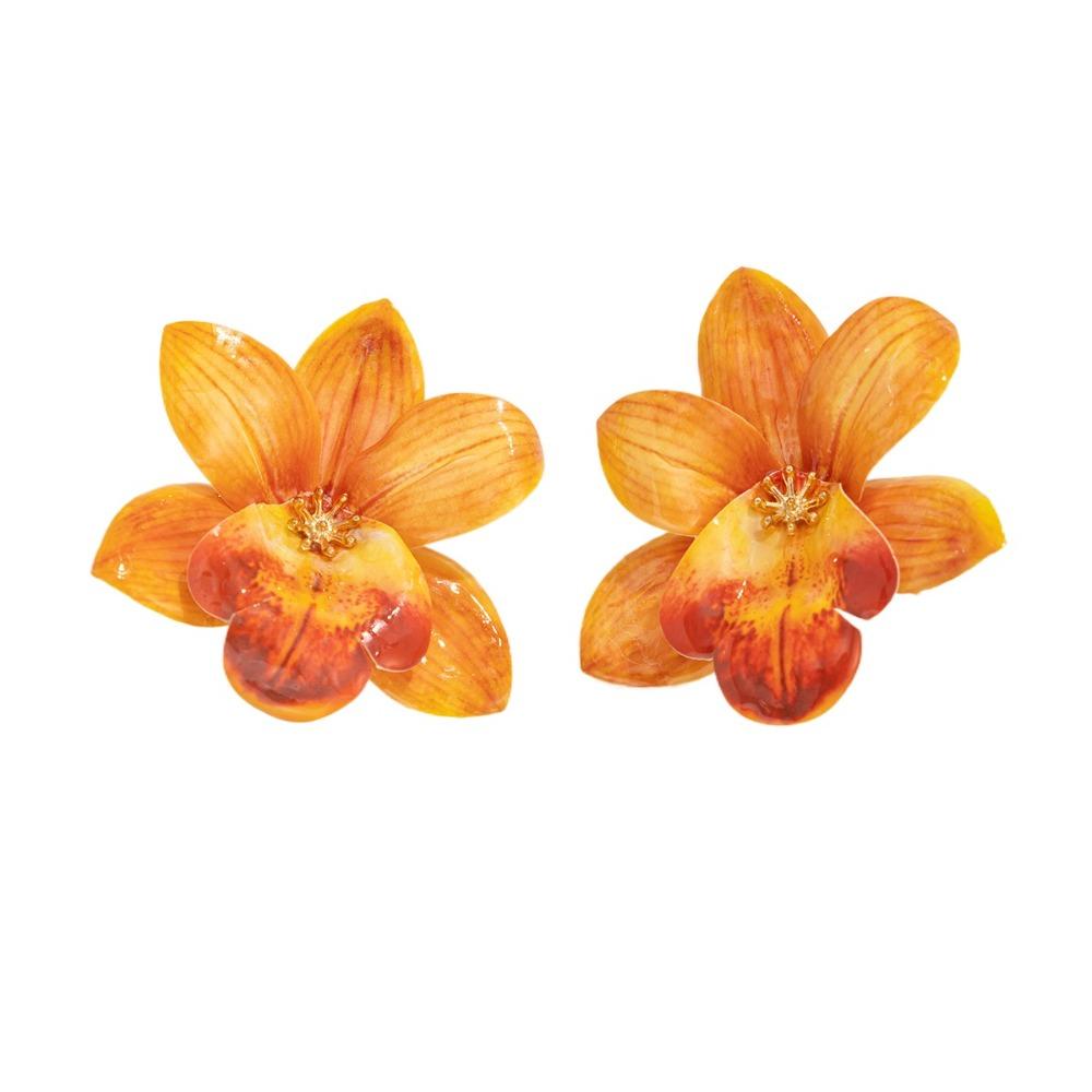 Orchid Flower Necklace Cloth Simulation Flower Earrings Personality Clavicle Chain  Ladies