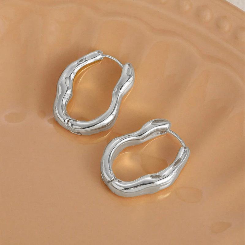 1 Pair, Fashionable, Inlaid with Synthetic Zircon, Fashionable, Niche, Irregular Earrings