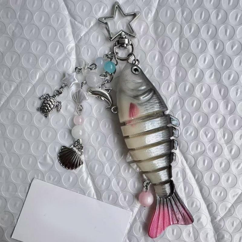 Lightweight Fishing Themed Key Ring With Realistic Detailing Flexible Articulated Body Keychain For Anglers Gifts