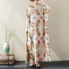 Women's V-neck Printed Long Dress Loose Soft and Comfortable Plus-size Dress Casual Breathable Summer Beach Dress for Female