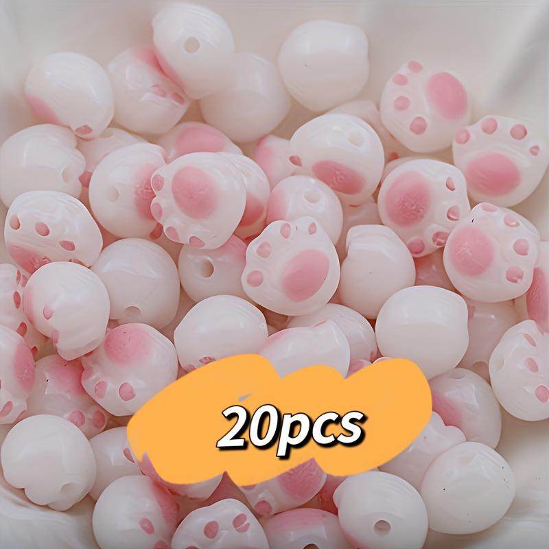 20pcs 12mm Super Cute Cat Paw Acrylic Beads Jewelry Making DIY Creative Bracelet Necklace Craft Supplies